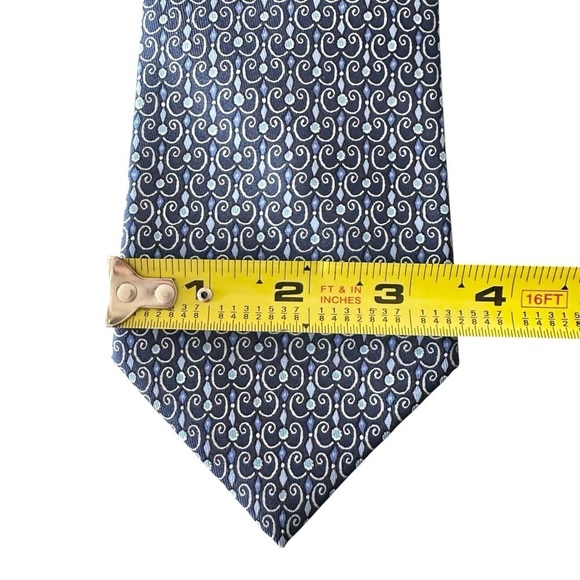 Authentic HERMES 100% Silk Blue & White Swirl Design Men’s Neck Tie - Picture 5 of 8
